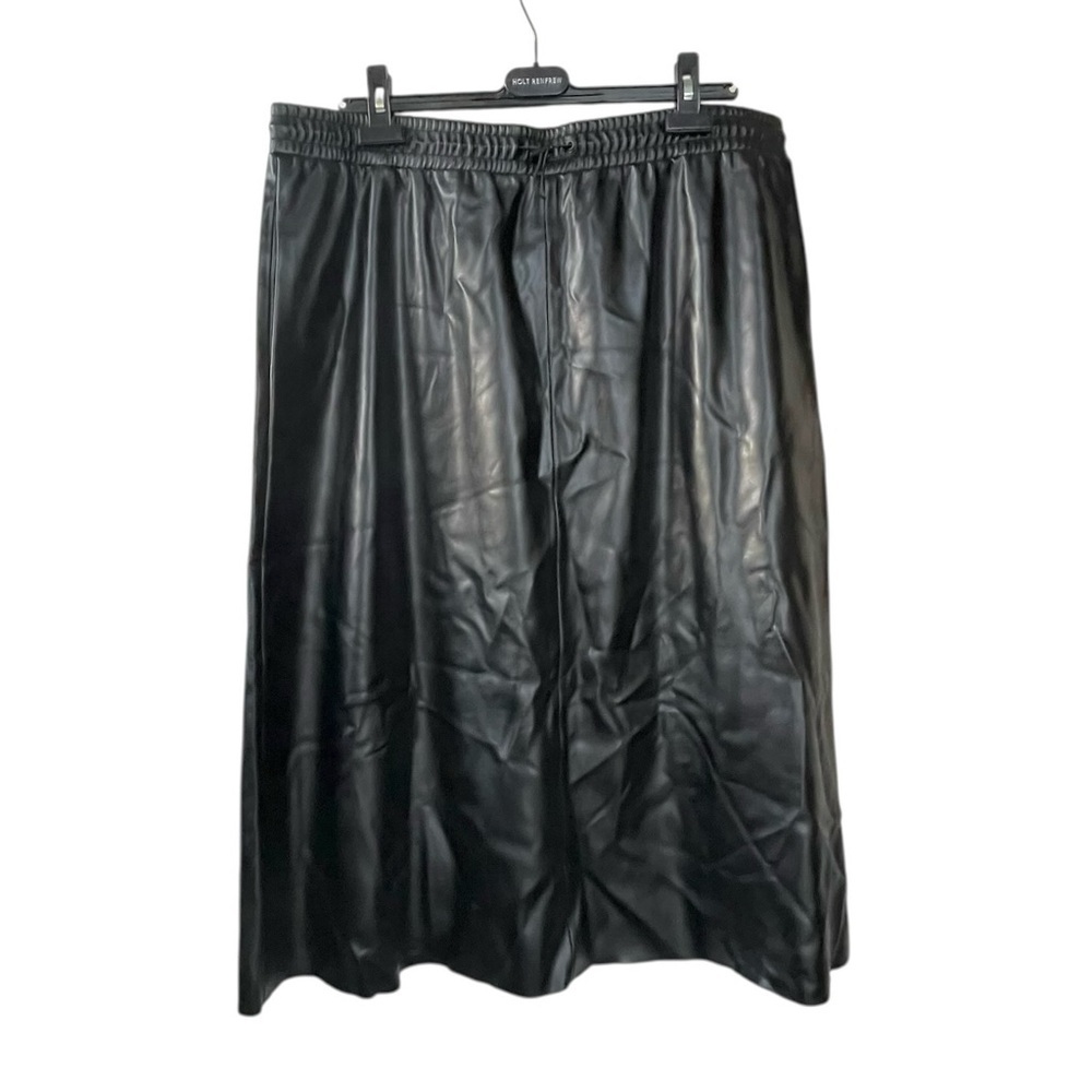 SIMONS CONTEMPORAINE Black Faux Leather Midi Skirt XL